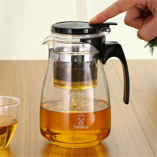 Elegant Heat-Resistant Glass Teapot Set with Stainless Steel Strainer